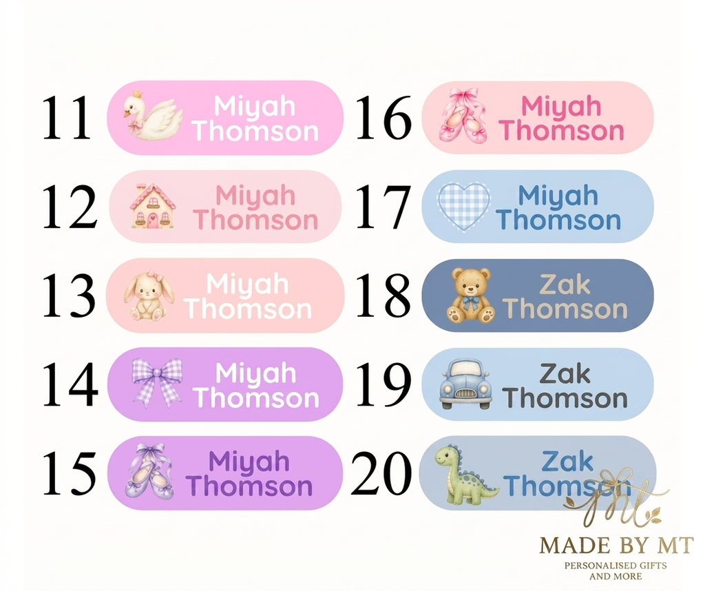 Sticker labels (for hard surfaces)