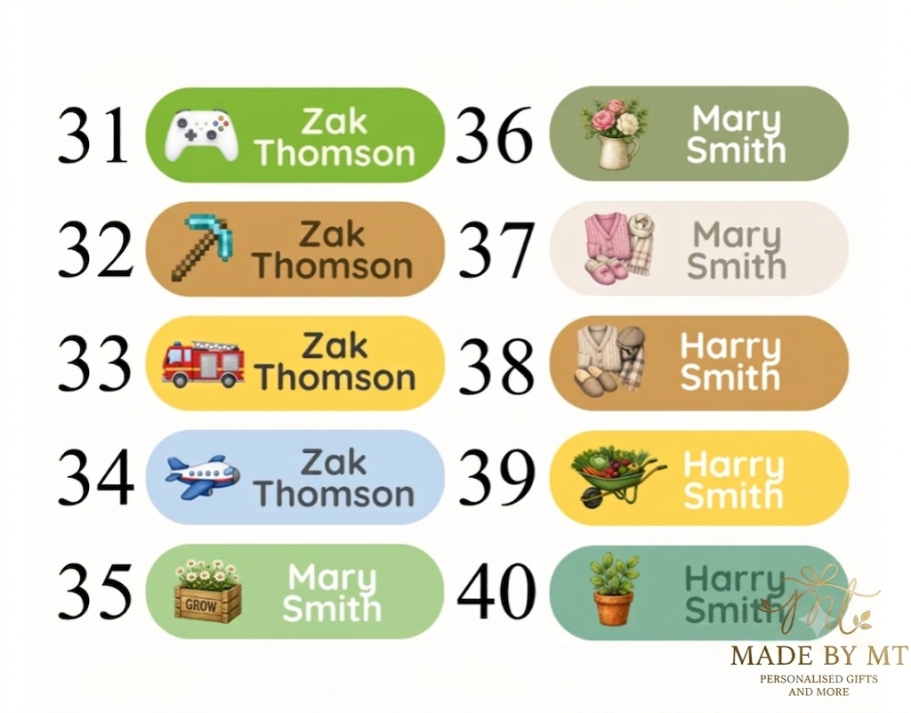 Sticker labels (for hard surfaces)