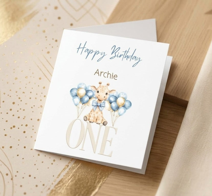 Personalised Birthday Card - baby/toddler blue