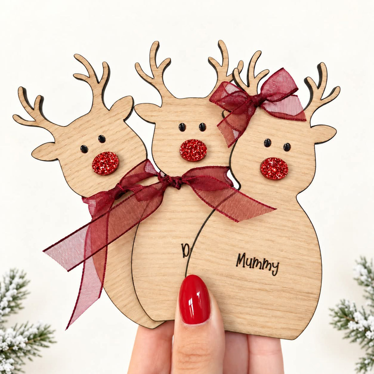 Personalised reindeer decorations